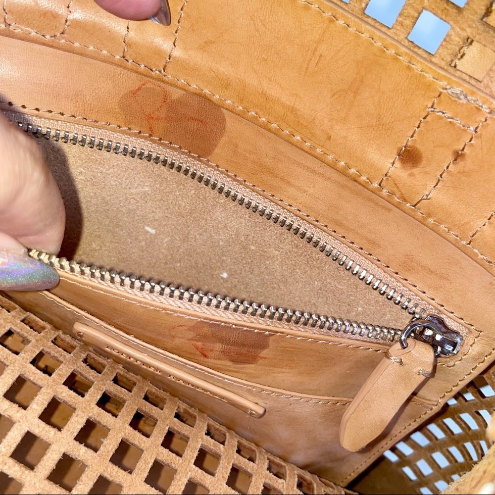 Loeffler Randall Camel Brown Leather Perforated Tassel Backpack - Picture 11 of 15